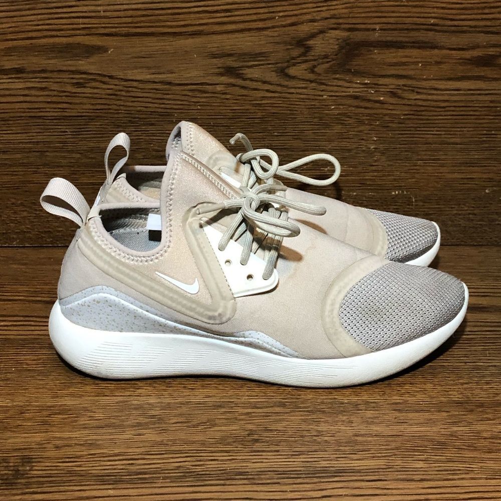 Nike lunarcharge essential womens oatmeal lace up trainers running shoes sz 7.5
